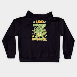 100 Days of school featuring a Rocking T-rex dino #3 Kids Hoodie